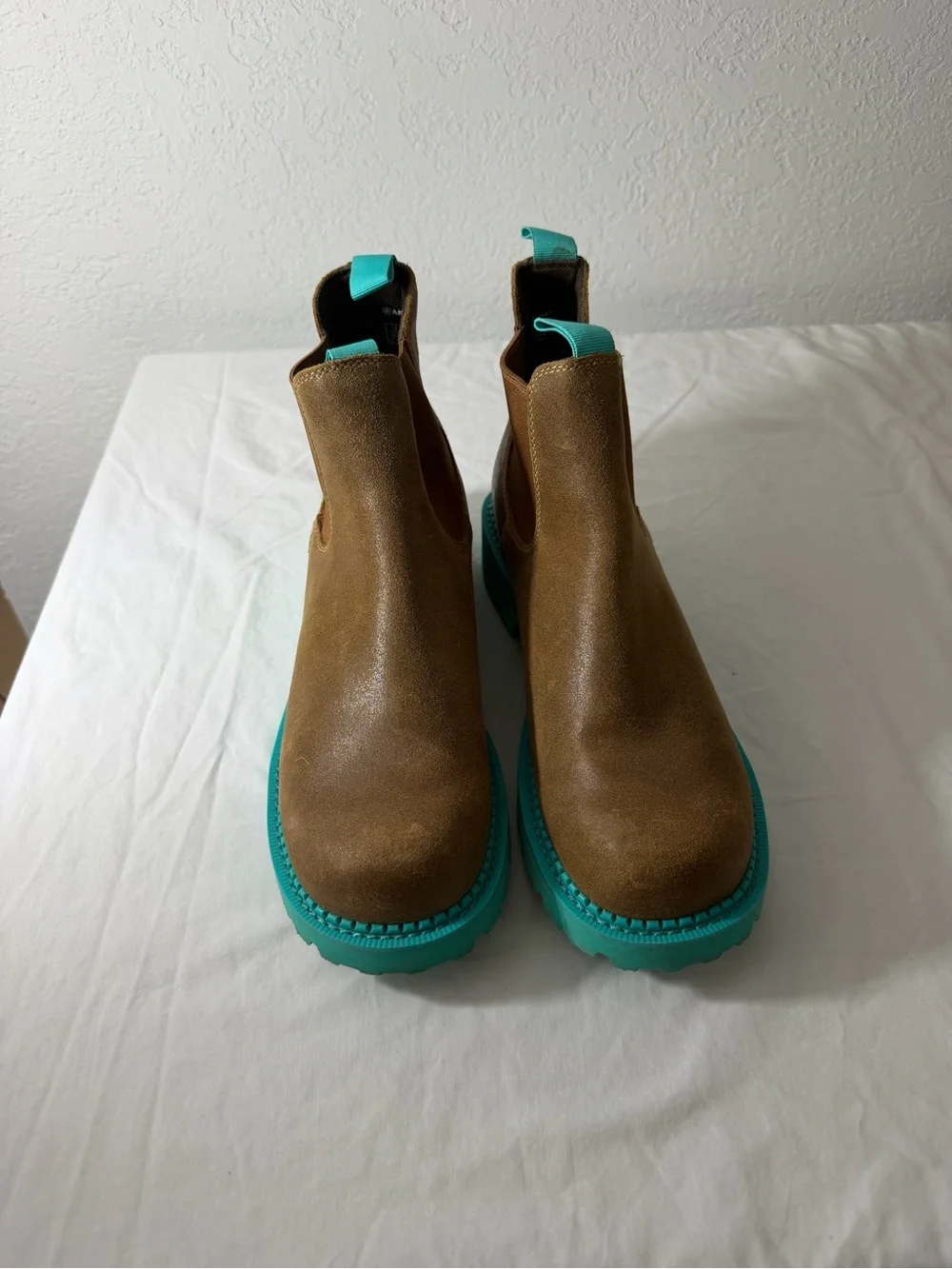 Ariat Brown Leather Chelsea Boots with Teal Soles